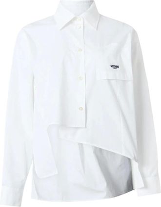 Moschino Overhemden, Dames, Wit, S, Katoen, Asymmetrische blouse