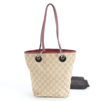 Gucci Brown Canvas Leather Handbag Tote Bag (Pre-Owned)