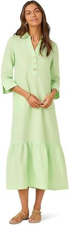 Lilly Pulitzer Alora Dress Womens Dress Pistachio Macaron X Resort White : LG, Linen