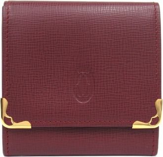 Cartier Bordeaux Leather Coin Purse/Coin Case (Pre-Owned)