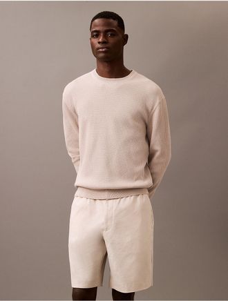 Calvin Klein Mens Textured Relaxed Sweater - White - 2XL