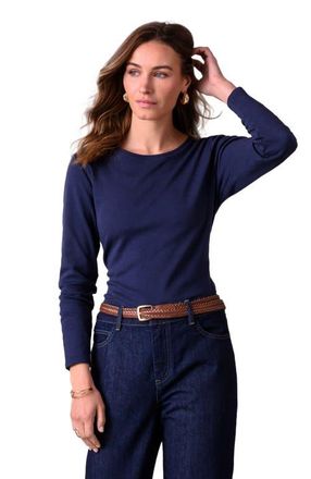 Celtic & Co. Long Sleeve Crew Neck T-Shirt in Navy at Nordstrom, Size 4
