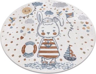 RugsX Rugsx - Carpet bono 8441 circle bunny sailor cream / blue multicolour round 160 cm