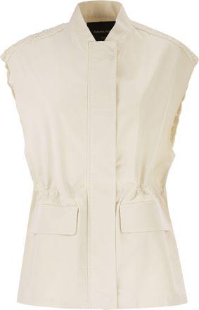 Fabiana Filippi Chaleco bimateria de popel&iacute;n y punto