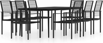 vidaXL Juego De Comedor De Jard&iacute;n 9 Piezas Negro Vidaxl