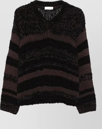 Roberto Collina v neck striped knit texture sweater