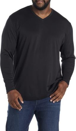 Robert Barakett Big & Tall Georgia Long-Sleeve V-Neck T-Shirt in Black at Nordstrom, Size 3X Big
