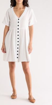 Madewell Lightspun Button Front Minidress in Salt at Nordstrom Rack, Size Xx-Small