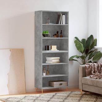 vidaXL Aparador Alto Madera Ingenier&iacute;a Gris Hormig&oacute;n 69,5x32,5x180 Cm Vidaxl
