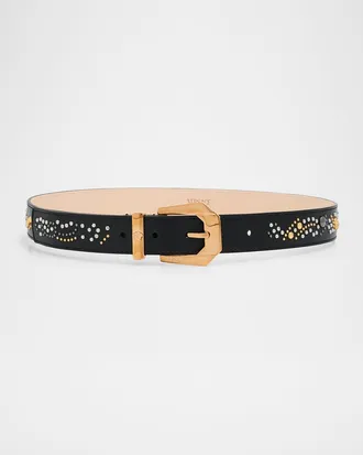 Versace Medusa Heritage Studded Leather Belt