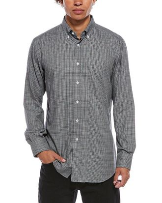 Brioni Plaid Button Up Dress Shirt