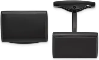 Diamond2Deal Stainless Steel Polished Black IP-plated Rectangle Cuff Links