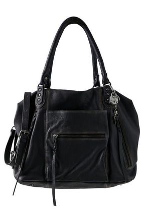 Free People We The Free Emerson Lambskin Leather Tote in Coal at Nordstrom