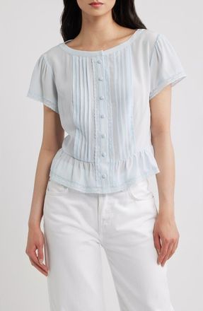 Frame Denim The Silk Coquette Top in Sky Blue at Nordstrom, Size X-Large