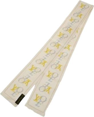 Louis Vuitton Pre-owned Scarves, female, Beige, Size: ONE SIZE Pre-owned Silk Hair Accessory