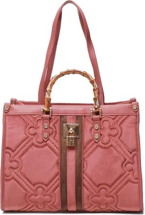 V&deg; 73 Roze Handtas met Hangslot en Rits - Dames - Shoppers - Roze - ONE Size - Tassen