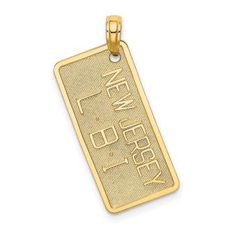 Diamond2Deal 14k Yellow Gold NEW JERSEY-LBI (Long Beach Island) License Plate Charm