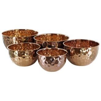 MegaChef Hammered Bubble Texture 5 Piece Stainless Steel Serving Bowl Set in Copper at Nordstrom
