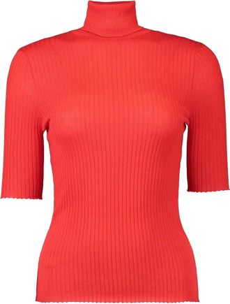 SPRWMN Top a collo alto con maniche corte - Rosso