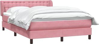 vidaXL Cama Box Spring Con Colch&oacute;n Terciopelo Rosa 160x220 Cm Vidaxl