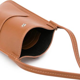 Kiton Leather Crossbody Card Case - Brown
