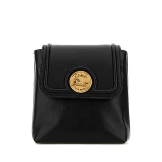 Chlo&eacute; Black Leather Horse Medal Backpack