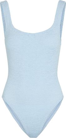Hunza G Square-neck Crinkle Swimsuit - Light Blue - One Size