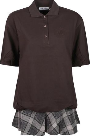 Acne Studios T-shirtjurk met laagjes - Dames - Korte kleedjes - Bruin - XS - Katoen - Kleedjes
