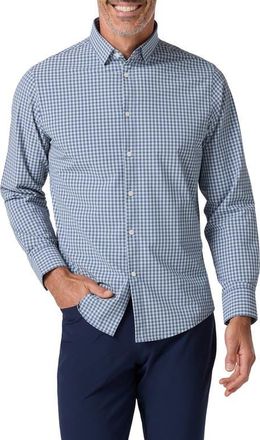 Mizzen+Main Leeward No Tuck Trim Fit Gingham Performance Button-Up Shirt in Aluminum Crew Gingham at Nordstrom, Size Xx-Large