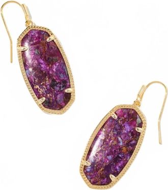 Kendra Scott Womens Faceted Elle Drop Earrings In Gold/bronze Veined Purple Turquoise