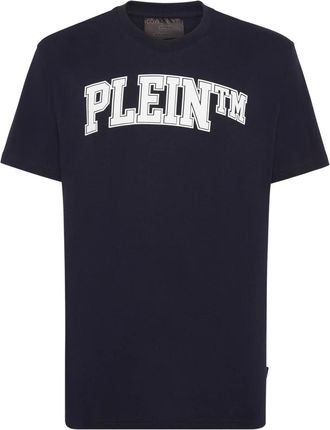 Philipp Plein T-shirt College met ronde hals - Heren - T-shirts - Blauw - M - Katoen - Tops