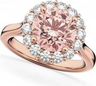 Allurez Halo Round Morganite & Diamond Engagement Ring 14K Rose Gold 3.10ct
