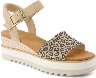 Toms Diana Platform Wedge Sandal in Beige/Khaki at Nordstrom, Size 6.5