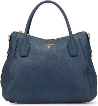 Prada Pre-owned Tote Bags, female, Blue, Size: ONE SIZE Pre-owned Leather totes