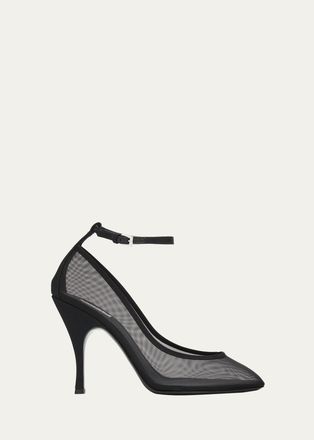 Alaia 100mm Mesh Ankle-Strap Pumps