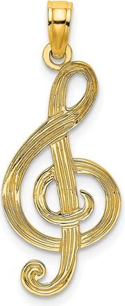Diamond2Deal 14k Gold Textured Treble Clef Charm Pendant