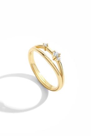 Mint & Lily Crescent Moon Cubic Zirconia Ring in 18K Gold Over Sterling Silver at Nordstrom, Size 7