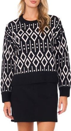Vince Camuto Jacquard Sweater in Rich Black at Nordstrom Rack, Size X-Small