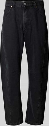 Review Barrel Fit Jeans aus reiner Baumwolle mit Gesäßtaschen in Black, Größe 28