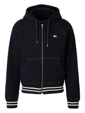 Wales Bonner hooded wool cardigan - women - Virgin Wool - M - Blue