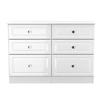 Welcome Furniture Clarence Ready Assembled 6 Drawer Wide Chest in White Gloss & White - Welcome Furniture | TJ Hughes