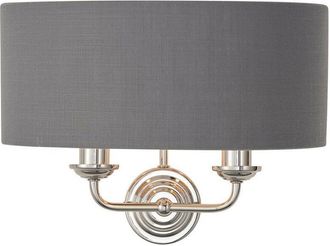 Endon Lighting Shade Wall Lamp Bright Nickel Plate, Charcoal Fabric
