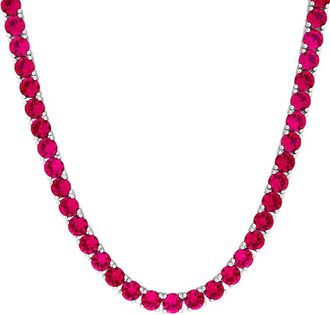 Rina Limor Silver 30.00 Ct. Tw. Lab-Grown Ruby Necklace