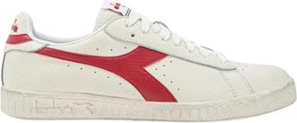 Diadora Vintage Leren Sneakers Wit Rood - Heren - Sneakers - Wit - 36 1/2 EU - Leer - Schoenen