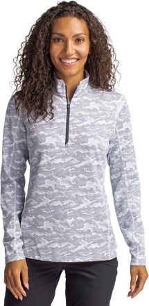 Cutter & Buck Traverse Camo Print Stretch Quarter Zip Womens Pullover Jacket