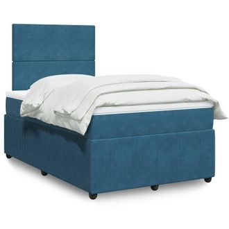 vidaXL Cama Box Spring Con Colch&oacute;n Terciopelo Azul Oscuro 120x200 Cm