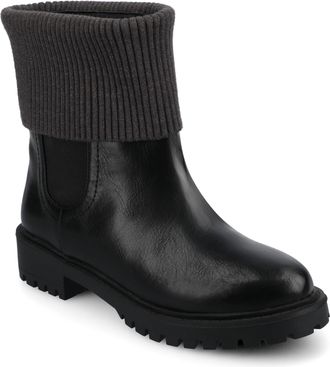 Journee Collection Womens Isabeau Medium and Wide Width Knit Collar Chelsea Boots