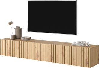 Selsey Selsey - Telire - Mueble De Tv Colgante - Roble Artesano Con Frente De Lamas - 175 Cm