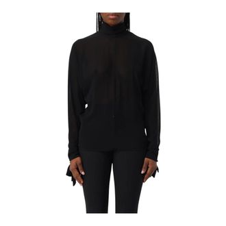 Dondup Long Sleeve T-Shirts, female, Black, XS, Sheer Long Sleeve Top