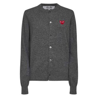 Comme Des Gar&ccedil;ons Cardigans, female, Gray, Size: XL Round-Neck Cardigan